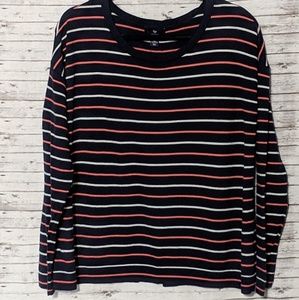 GAP Striped Sweater Navy, coral & white womens L